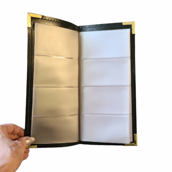 Vintage Faux Leather Business Card Holder and Zippered Business Checkbook Cover - Picture 6 of 7